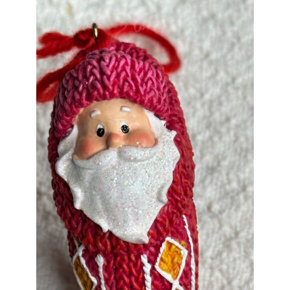 Vintage Style Santa Claus Christmas Stocking Ornament Diamond Pattern  Texture - Picture 6 of 6